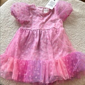 Hux baby Pink Floral Tulle Dress